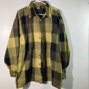 Mens Vintage Trust Patchwork Embroidered Button Shirt‎ Polyester Cotton XL Flaw